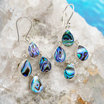 Women's Abalone Chandelier Earrings // Silver + Blue