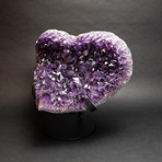 Large Amethyst Crystal Cluster Heart + Metal Stand V2