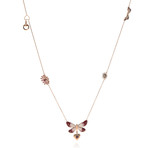 Gucci Flora 18k Rose Gold Ruby Butterfly Heart Necklace // Store Display