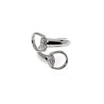 Gucci Horsebit 18k White Gold Diamond Ring // Ring Size: 6.75 // Store Display