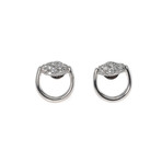 Gucci Horsebit 18k White Gold Diamond Stud Earrings // Store Display