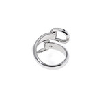 Gucci Horsebit 18k White Gold Diamond Ring // Ring Size: 6.5 // Store Display