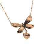 Gucci Flora 18k Rose Gold Ruby Butterfly Heart Necklace // Store Display