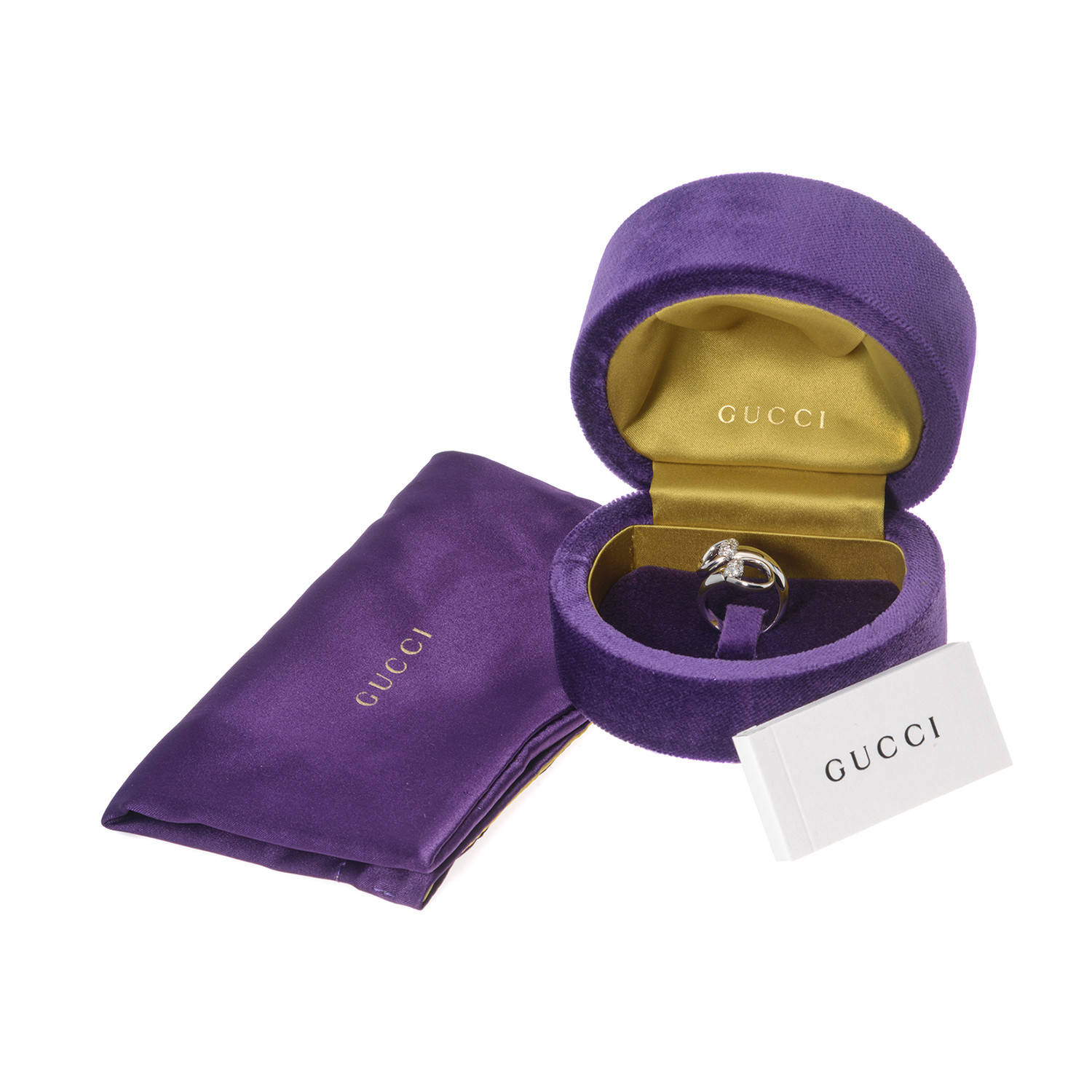 Gucci Horsebit 18k White Gold Diamond Ring // Ring Size: 6.75 // Store ...