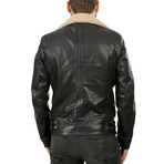 Jeremy Leather Jacket // Navy Blue (XL)