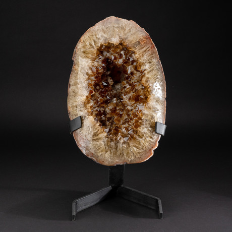 Polished Citrine Crystal Cluster + Custom Metal Stand V6