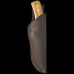 Camillus ASPERO // Fixed Blade Gut Hook Knife // Leather Sheath // Olive Wood Handle