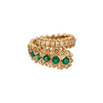 Lalaounis 18k Yellow Gold Diamond + Emerald Snake Ring // Ring Size: 7 // Pre-Owned