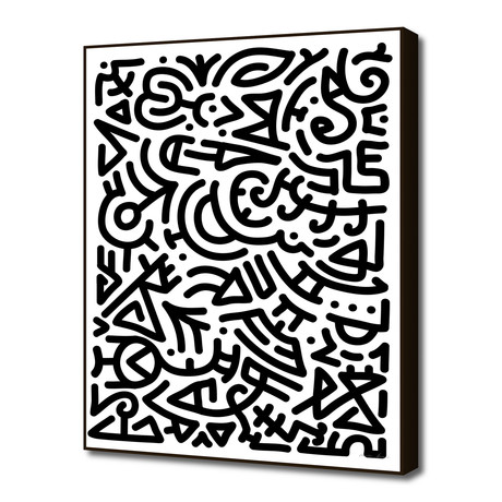 Bold Black Marker Doodle Lines (16"W x 16"H x 0.2"D)