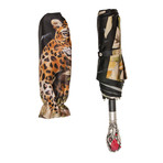 Gems + Crystals Leopard Folding Umbrella // Black
