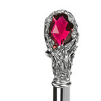 Gems + Crystals Leopard Folding Umbrella // Black