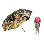 Gems + Crystals Leopard Folding Umbrella // Black
