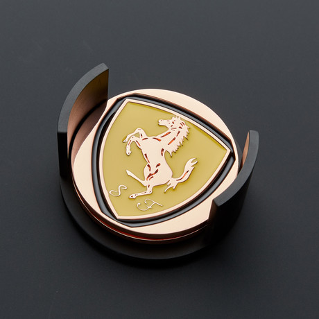 Ferrari Car Coaster // Rose Gold // Enameled // Single Piece