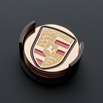 Porsche Car Coaster // Rose Gold // Enameled // Single Piece