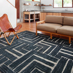 Hagen Geometric Area Rug //  Blue + White (2'7" x 4')