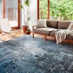 Samra Abstract Area Rug // Charcoal + Sky // 9'6" x 13'1"