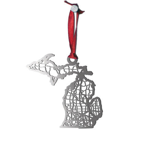 Stainless Steel Christmas Ornaments // Michigan  // Set of 2