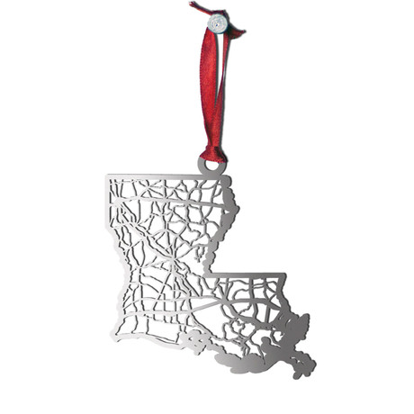 Stainless Steel Christmas Ornaments // Louisiana  // Set of 2