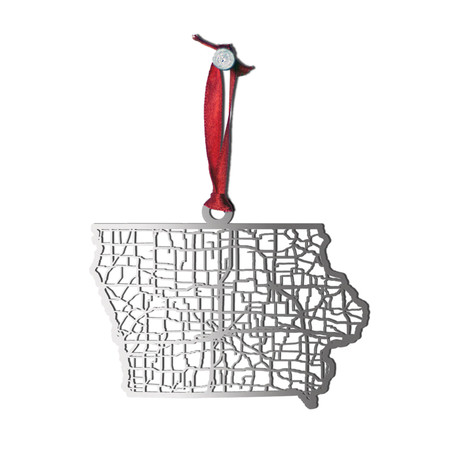 Stainless Steel Christmas Ornaments // Iowa  // Set of 2