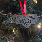 Stainless Steel Christmas Ornaments // North Carolina  // Set of 2