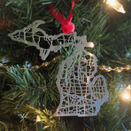 Stainless Steel Christmas Ornaments // Michigan  // Set of 2