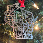 Stainless Steel Christmas Ornaments // Wisconsin // Set of 2