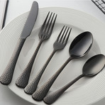 Textured Collection 5 Piece Cutlery Set // Black (Solid Black)