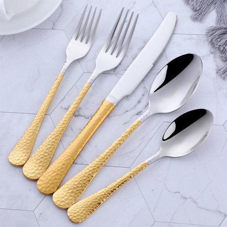 Textured Collection 5 Piece Cutlery Set (Silver)