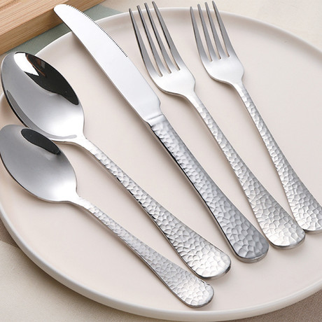 Textured Collection 5 Piece Cutlery Set (Silver)