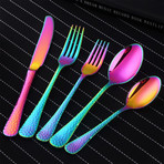 Textured Collection 5 Piece Cutlery Set // Rainbow (Solid Rainbow)