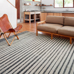 Hagen Striped Area Rug // White + Ocean // 9'6 x 13' (2'7 x 4')