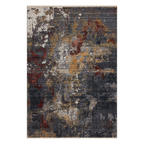 Samra Abstract Area Rug // Dark Gray + Spice // 2'7" x 10'