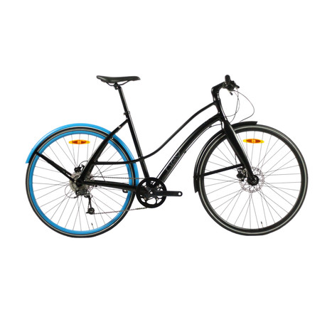 Disc9 // 9 Speed Urban Bicycle // Matte Black + Sky Blue (Small)