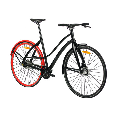 Roller7 // 7 Speed Urban Bicycle // Matte Black + Red (Small)