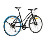 Disc9 // 9 Speed Urban Bicycle // Matte Black + Sky Blue (Small)