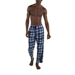 Minky Fleece Sleep Pant // Light Blue Plaid (S)