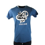 Tiger + Snake Graphic T-Shirt // Navy (S)