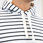 Long Sleeve Hoodie // Stripe Cream (M)