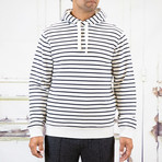 Long Sleeve Hoodie // Stripe Cream (M)