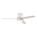Ranger 52'' 3-Blade Flush Mount Smart Ceiling Fan + LED Light Kit + Smart Wall Switch // White Case + White Blades
