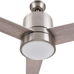 Ranger 52" 3-Blade Smart Ceiling Fan + LED Light Kit + Smart Wall Switch // Silver Case + Wood Pattern Blades