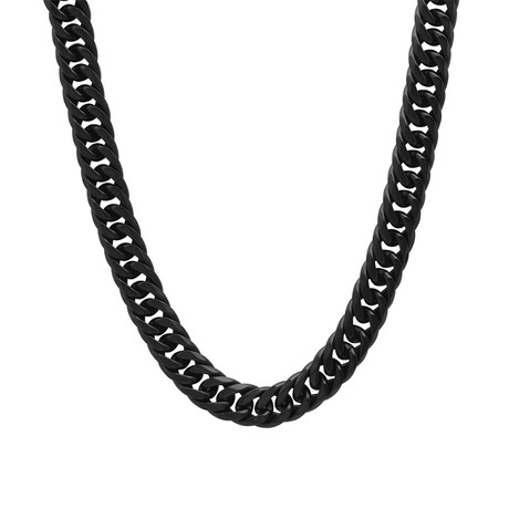 Stainless Steel Cuban Link Chain Necklace // Black