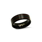 Stainless Steel Ring // Black + Red (Size 9)