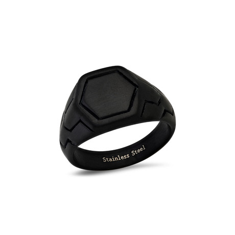 Hexagon Ring // Black (Size 9)