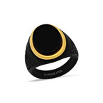 Oval Simulated Onyx Ring // Black + Gold Plated (Size 9)