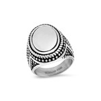Anthony Jacobs // Accented Ring // Silver + Black (Size 9)