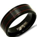 Stainless Steel Ring // Black + Red (Size 9)