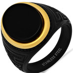 Oval Simulated Onyx Ring // Black + Gold Plated (Size 9)