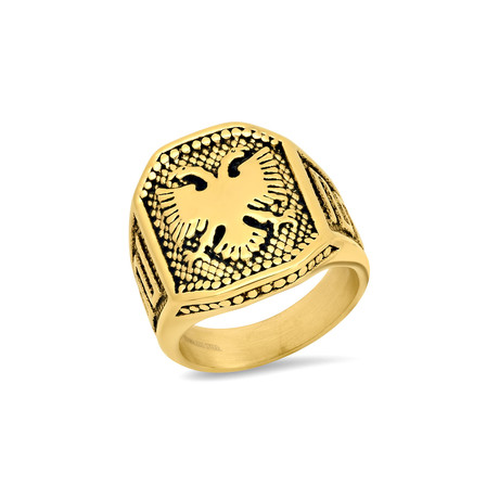 Anthony Jacobs // Eagle Shield Ring // Gold Plated (Size 9)