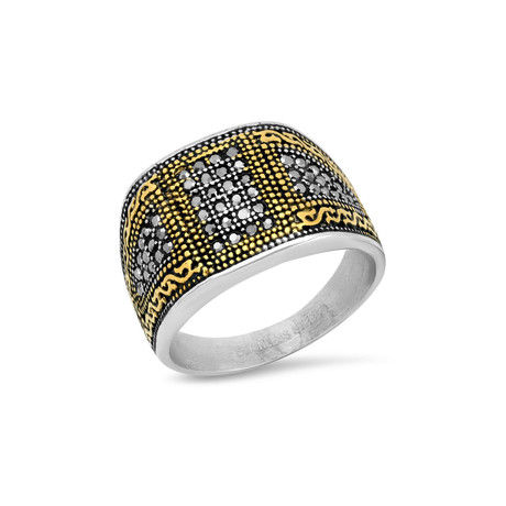 Simulated Diamond Ring // 18K Gold Plated (Size 9)